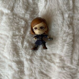 Miniature Figurine with Brown Hair and Blue Outfit